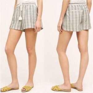 Anthropologie Elevenses Women Striped Cotton Shorts